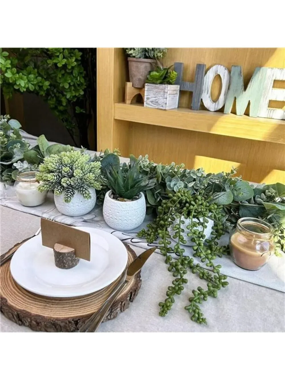 small artificial succulent potted plants faux greenery home office decor 3 set